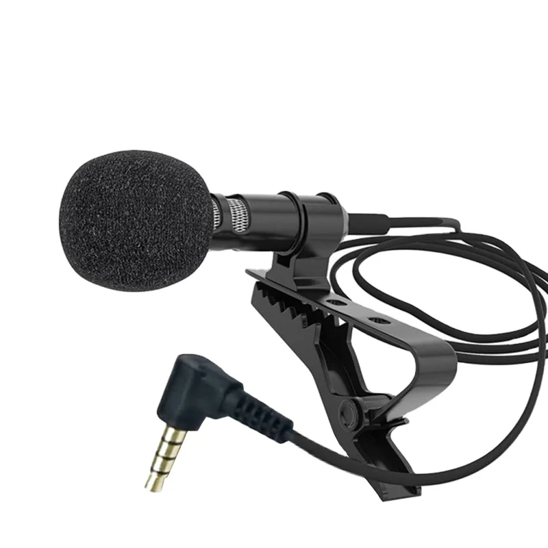 

Professional Omnidirectional Condenser Clip on Mic 3.5 jack Lavalier Lapel Microphone for Recording YouTube Interview Video, Black