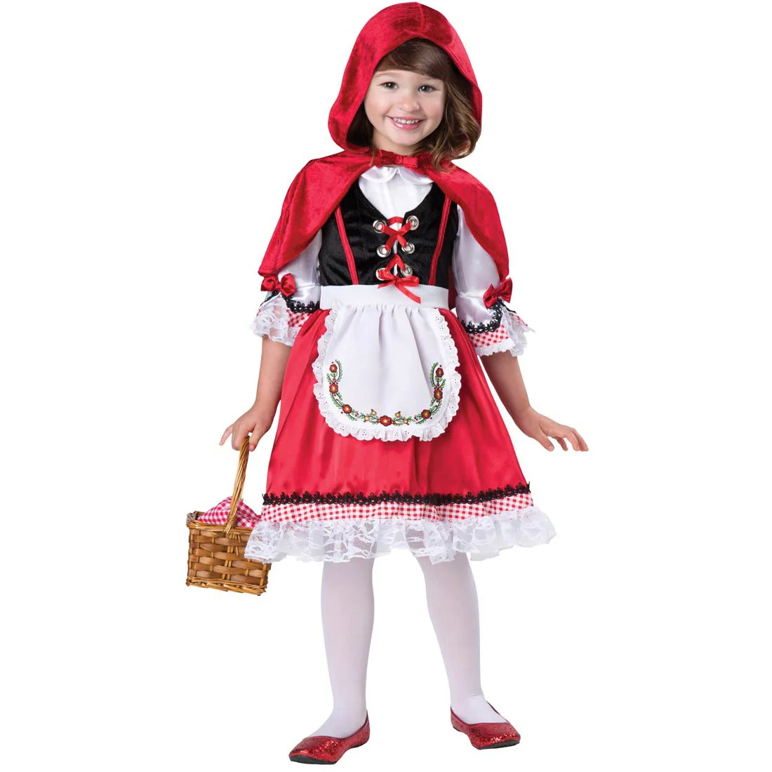 

BAIGE 2024 Cosplay Cartoon Little Red Riding Hood Fancy Costume Women Fairy Tale Dress Up for Children