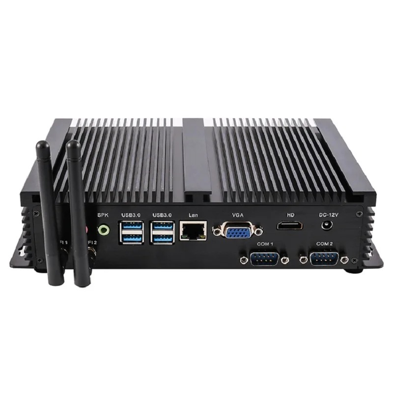 

Fanless Industrial X86 Mini PC i5 4200U 4300U 7*24 Working 2*RS232 HD VGA 1*Lan 7*USB WiFi Aluminum Rugged Itx Portable Computer, Black