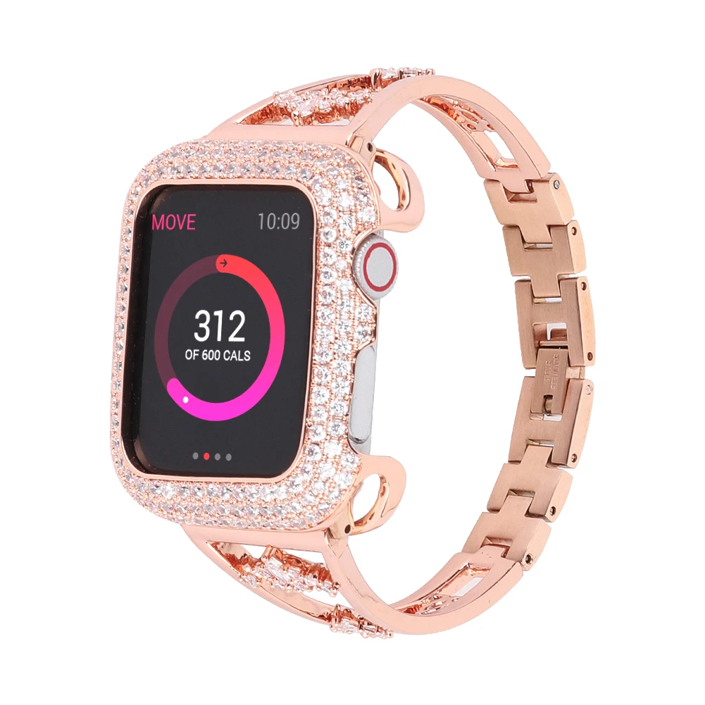 

Luxury Metal Bracelets Women bracelets Chain Jewelry Wristband Strap Bling Bands For Apple Watch Series 6 5 4 3 2 1, 4 colors as picture