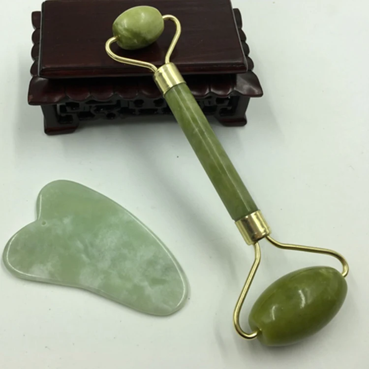 

Cheap price antiaging roller jade massage eye scraping beauty bar face slimmer, Green
