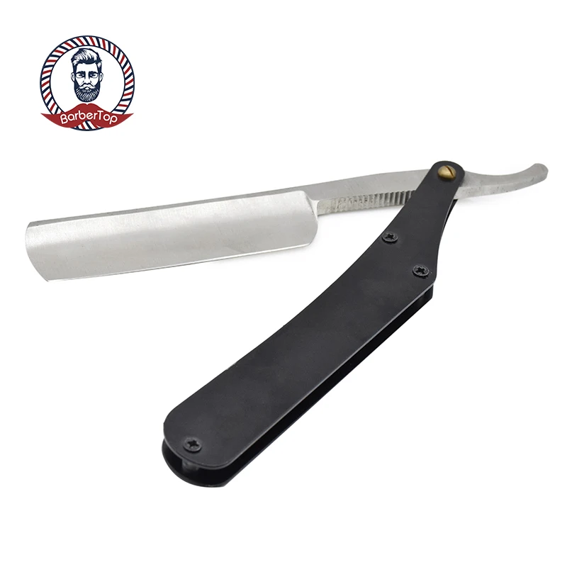 

Men Shaving Barber Tools Hair Razor and Blades Antique Black Folding Shaving Knife Stainless Steel Straight razor Holder