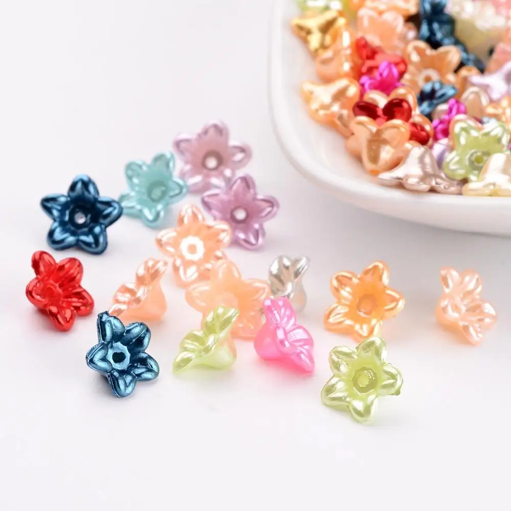 

PandaHall 10mm Flower Mixed Color ABS Plastic Imitate Pearl Beads