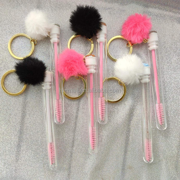 Customized lash brush tube diamond disposable eyelash brush spoolie pink mascara wand in tube