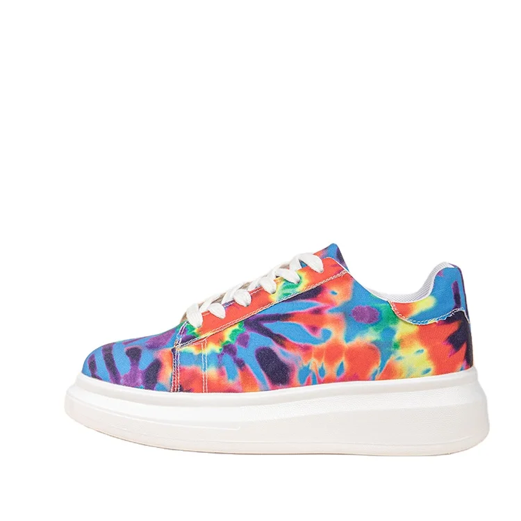 

rainbow color fashion shoes painting canvas woman shoes Height Increasing