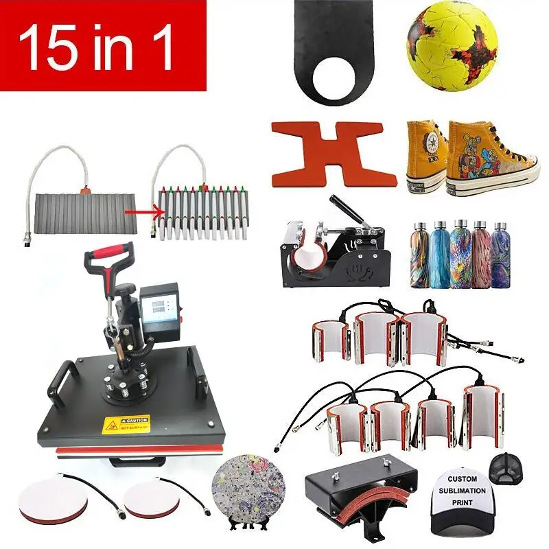 

15 in 1 heat press machine sublimation machine tshirt heat press transfer machine sublimadora 15 en 1