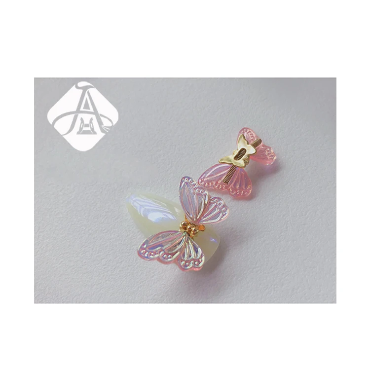 

AH 3D Glass Butterfly Alloy Nail Art Decorations Aurora Holographic 3D Butterflies Rhinestones Jewelry