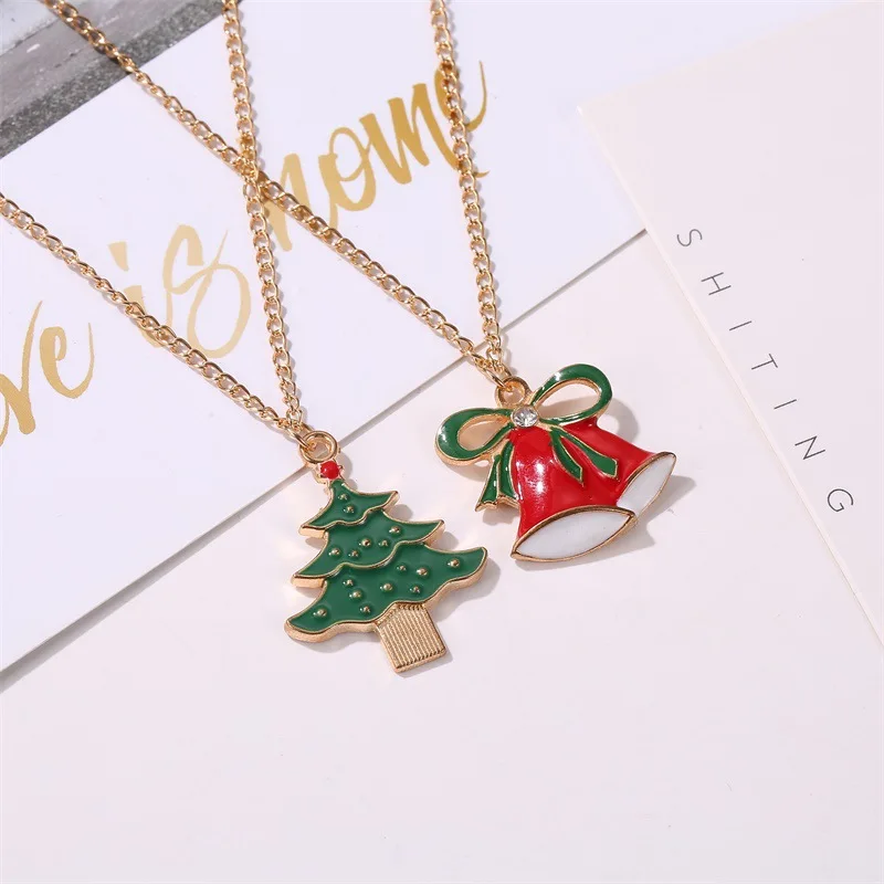 

European And American Cross-Border Hot Selling Christmas Necklace Santa Claus Snowman Bell Christmas Necklace, Picture shows