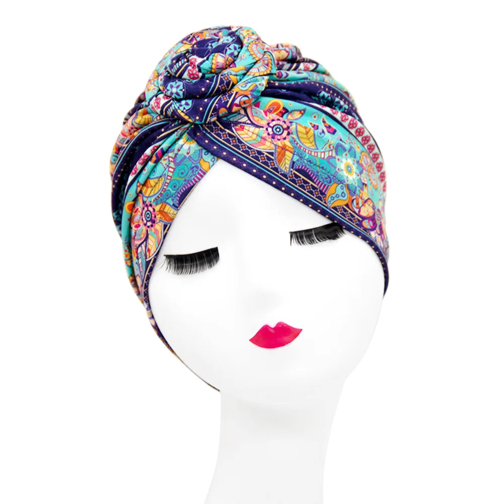 

Europe and the United States popular retro headscarf hat African manual vortex flower hat Bohemian fashion hat