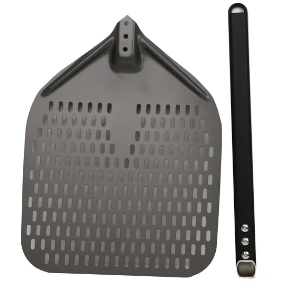 

Multi-Sizes Aluminum Pizza Shovel With Folding Pizza Long Handle Perforated Pizza Peel With Foldable Wood/Metal Handle