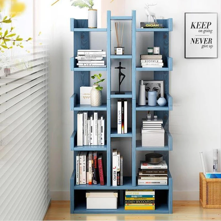 
blue floor modern wooden wood kids book shelf 