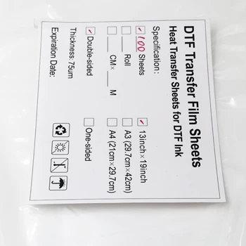 

Ocbestjet 13*19 Inch Textile T-Shirt Printing Pet Transfer Hot Peel DTF Film PET For DTF Printer