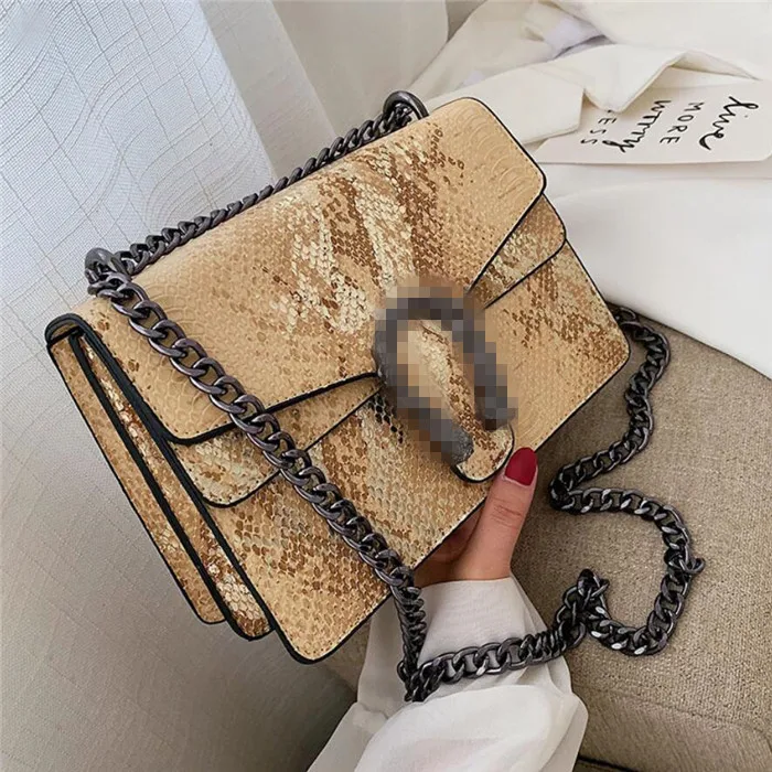 

2020 New luxury fashion snake skin pattern ladies handbag women snakeskin purses, Yellow, blue, black, pink, white