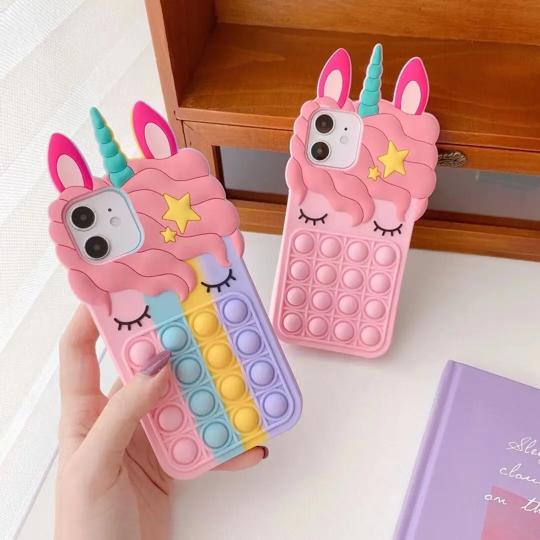 

Unicorn Silicone Stress Reliever Pop crossbody Push Bubble Pop Sensory Fidget Totes Mini Shoulder phone 13 phone case, Depend on the products