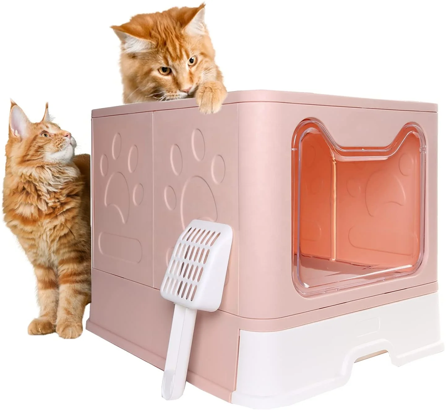 

Cat litter box closed drawer top entry type splash-proof deodorant poop box large cat toilet cat supplies, Grey/blue/pink
