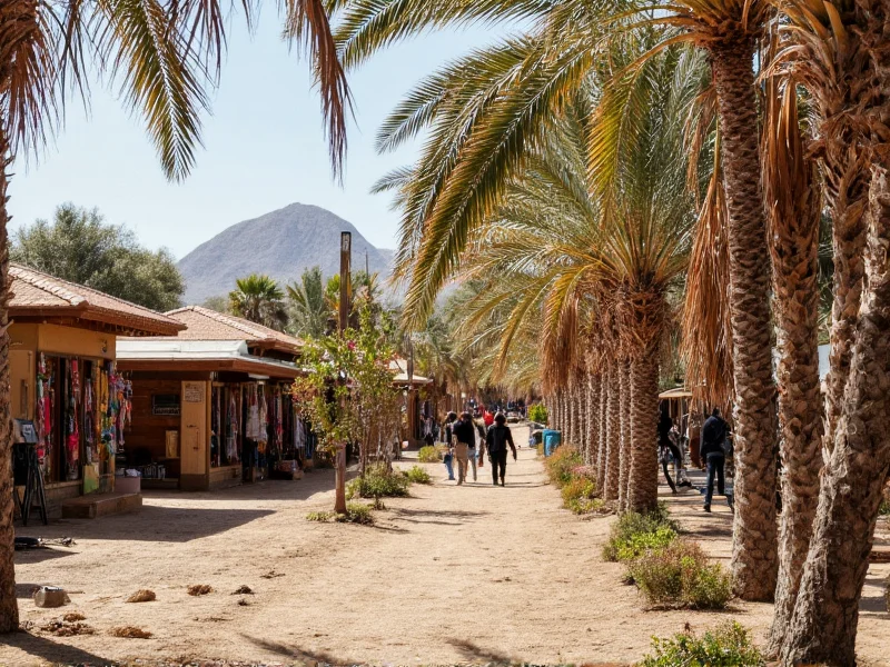 Artisan market with sustainable crafts under palm trees