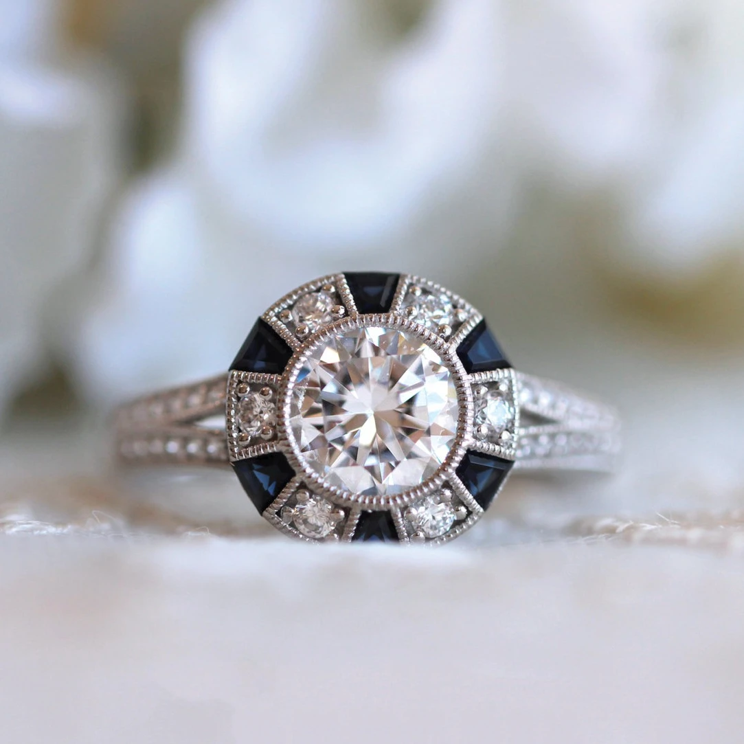 

Dropshipping Blue Topaz Halo Ring Sterling Silver Rhodium Nickel Finish 1.50 Carats Sizes 6 to 10