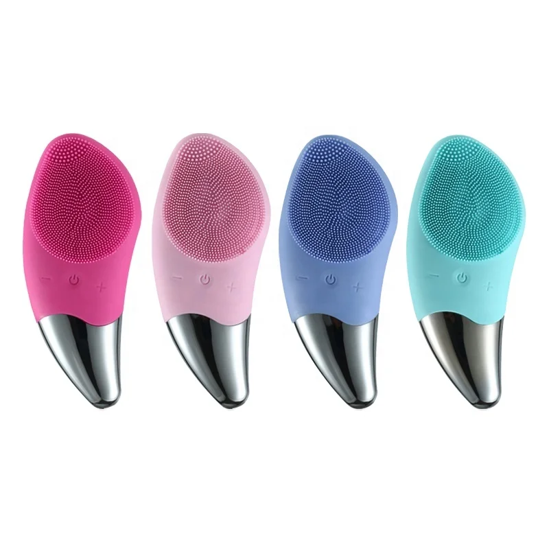 

2020 Hot Sell USB Recharge Vibrating Waterproof Sonic Silicone Electric Face Cleansing Brush, Pink/rose red/green/blue