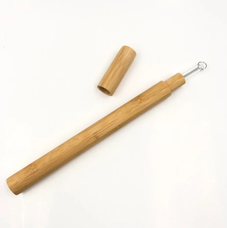Leatchliving Clear Pyrex Straw packed in wood straw case