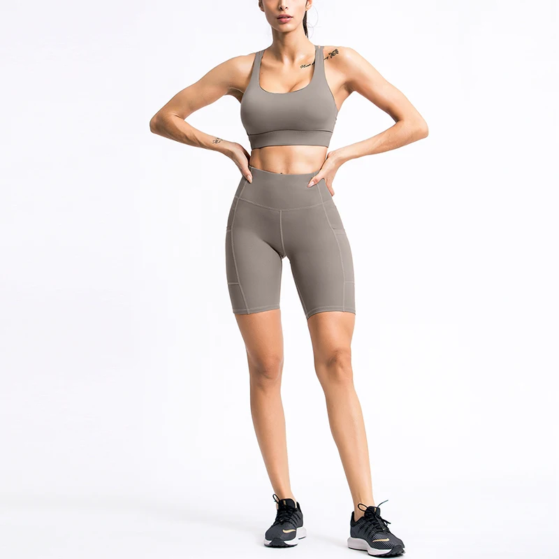 

Shein High quality and cheap lightweight breathable tight shorts and vest women workout seamless yoga suit clothes in stock goods Organic Yoga Clothing