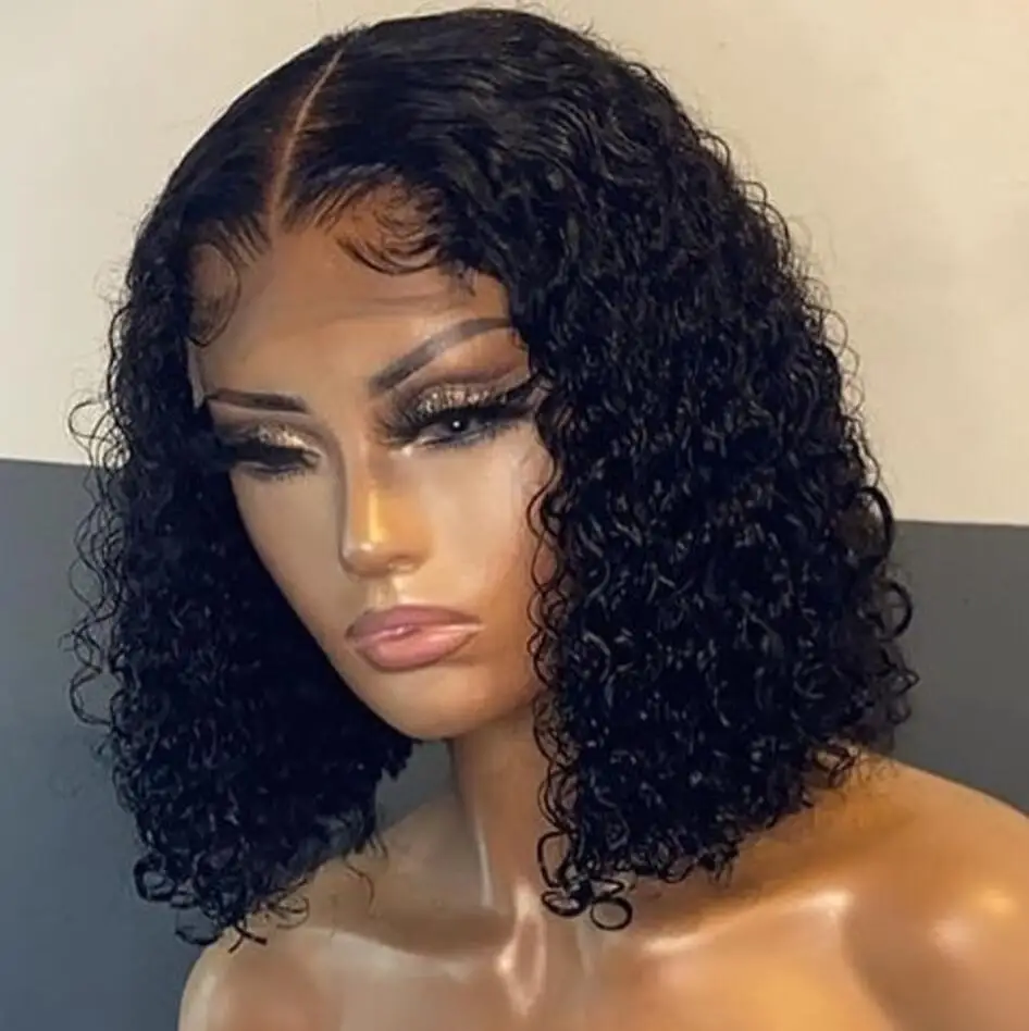

Swiss Lace Fullal Bob Wig Vendors Curly Brazilian Human Hair Full Lace Short 8-14 Inch Bob Wig For Black Women