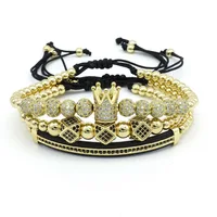 

Men Women Jewelry Luxury Royal Crown Charm Beads Jewelry Bracelets Rose Gold/Silver