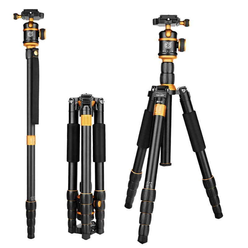 

Q888 Professional Aluminum Alloy Monopod Tripod Portable Detachable Traveling Tripod Ball Head for Canon Nikon DSLR Camera Tripe, Golden