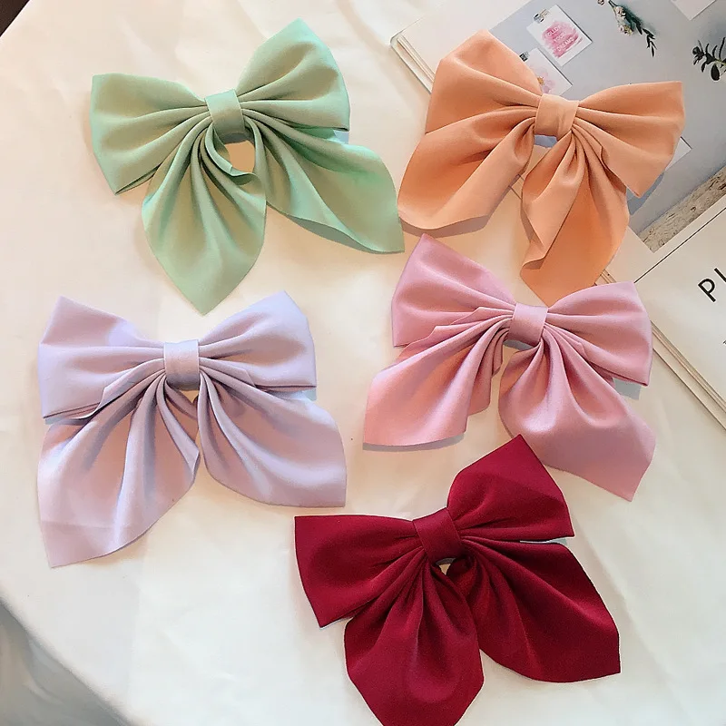 

South Korea Head Back Hairpin Headdress Japanese Solid Color Bow Duckbill Clip Hairpin Female, As shown in the figure