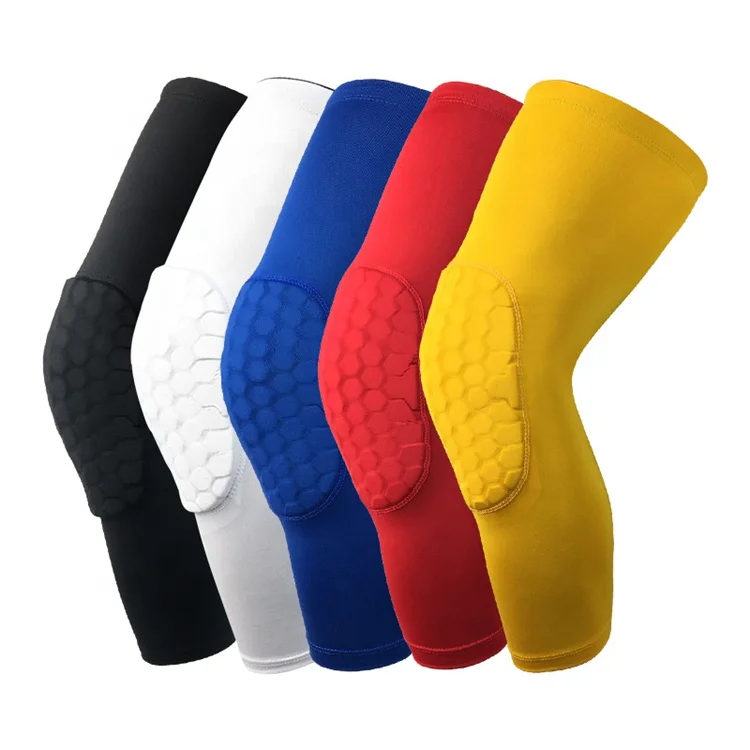 

Basketball Fitness Safety Elasticity Support Anti Collision Exercise Leg Compression Elbow Knee Pads, Black, white, blue, red,, yellow