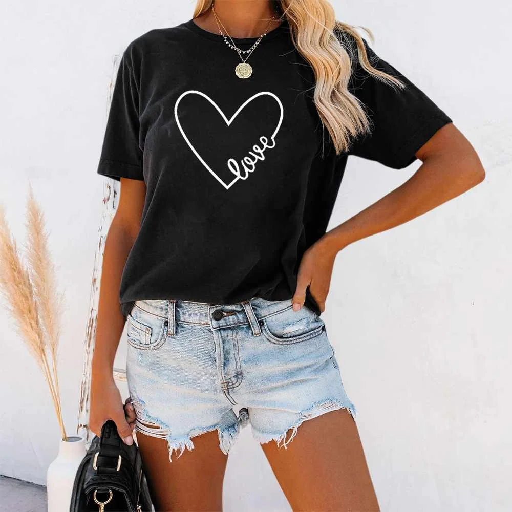 

European And American Women's Tops Hot Letters Round Neck Short Sleeve T-shirt, Picture color