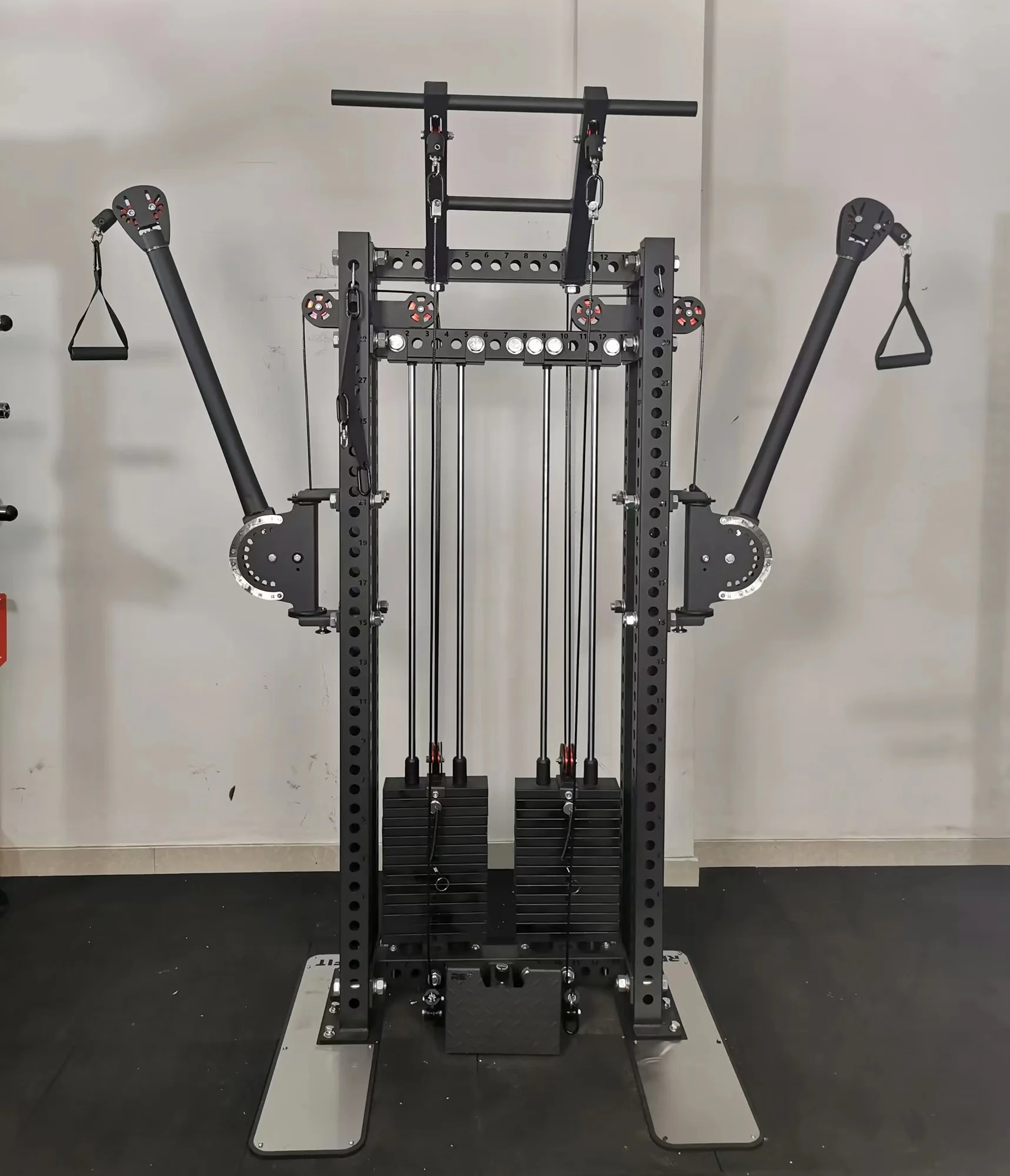 

Fitness Single Cable Crossover Machine Pulley Tower Wall Mount Cable Station Pull Down With Adjustable Dual Wall Pulley System