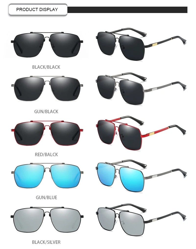 2020 Polarized Aluminum Magnesium Legs Glasses Memory Material Square Men Sunglasses