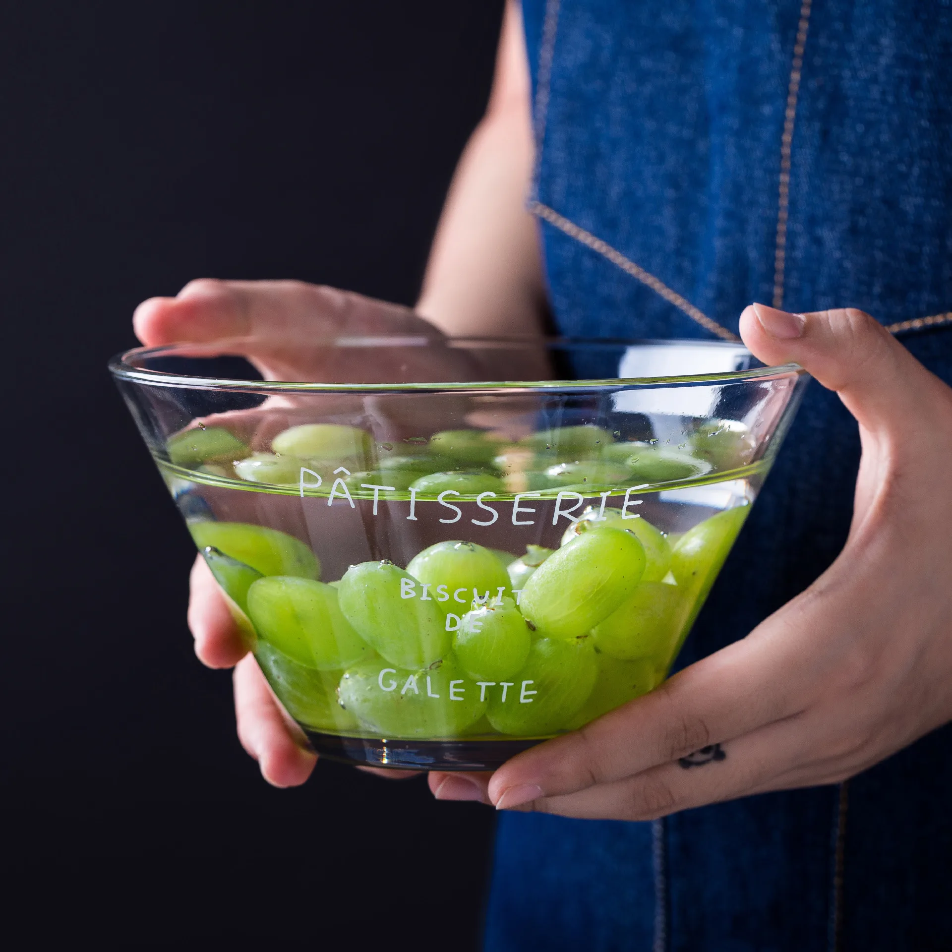 

Wholesale Nordic 800ml Transparent cute fruit soup Bowl Glass Salad Bowl