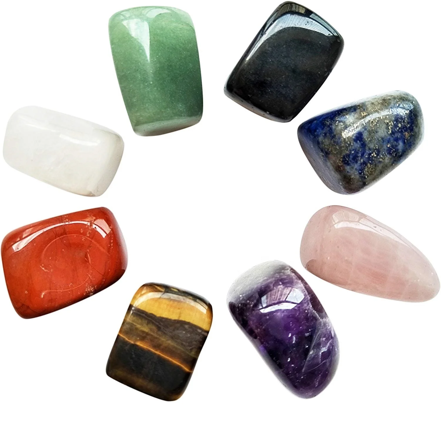 

Chakra Stones Healing Crystals Worry Stones, Black/green/purple/white/