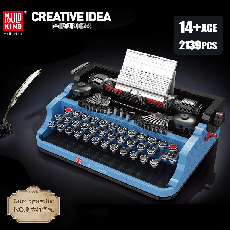 

2023 Mould King New product Arrival 10032 Typewriter Model kits Retro Typewriter 2139 pcs Toy bricks for children toy gift