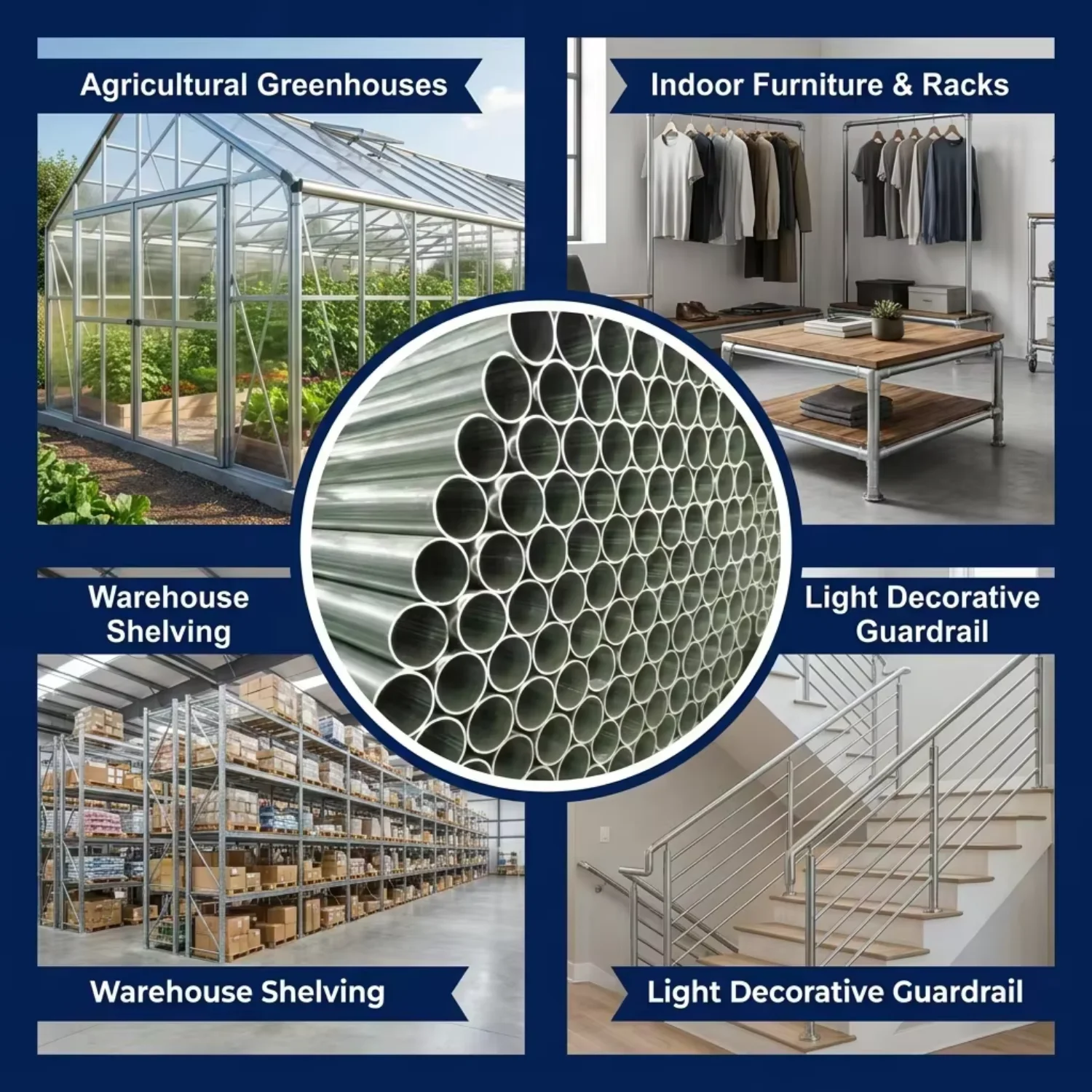 ASTM A53 Grade B Type E ASTM A795 A500 Grade B B6 Pre Galvanized A36 Metal Steel Tube gal 32mm 48mm Tubo Galvanizado Price