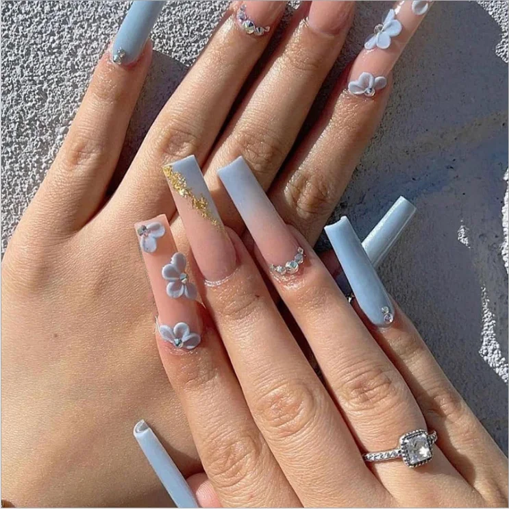 

Naixi Latest Trendy Press On Nails Long French Coffin Ballerina Fake Nails Elegant Acrylic Nails Artificial Fingernail Tips, Natural,multi-color,customized color