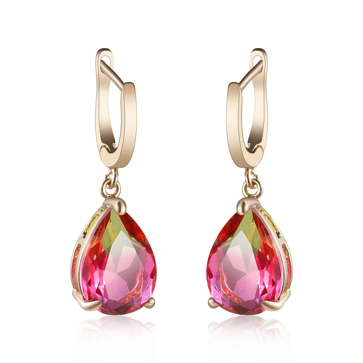 

Tourmaline Color Earring Buckle Popular Creative Crystal Water Drop Pear Shape Earrings Pendant