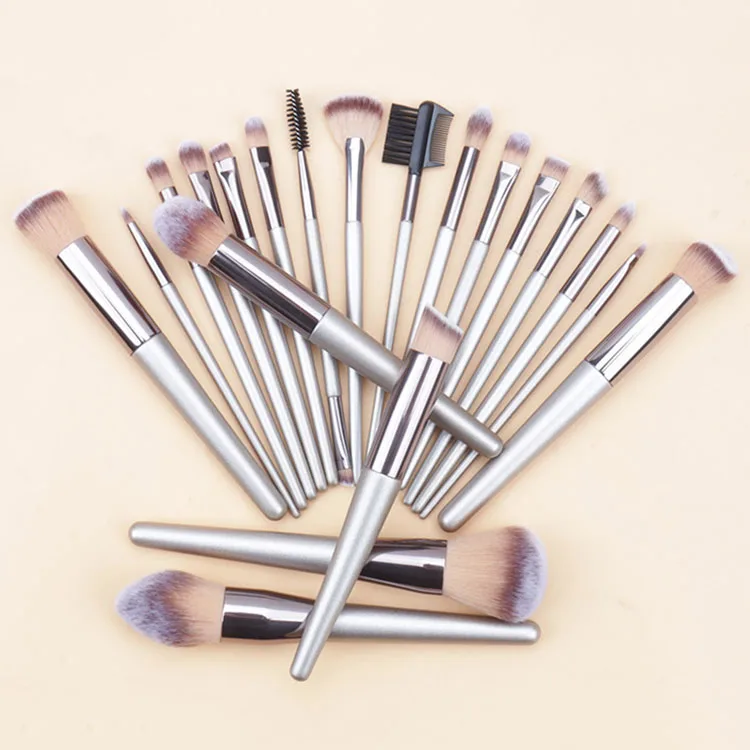 

Hot Sales 20PCS Champagne Gold Plastic Handle Synthetic Nylon Hair Makeup Brushes Private Label Wholesale New Makeup Brush Sets