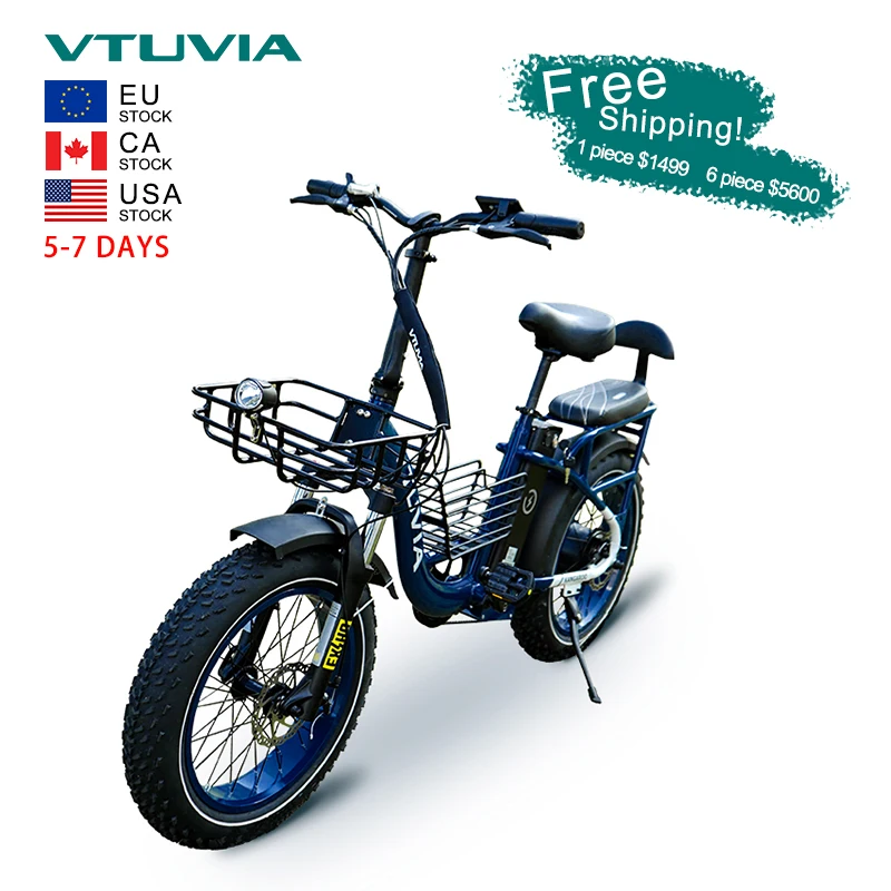 

USA Warehouse Stock Free Shipping 750w 48v 13ah Hub Motor Fat Tire 2 Seats Electric Cargo Bike City Bicycle Ebike