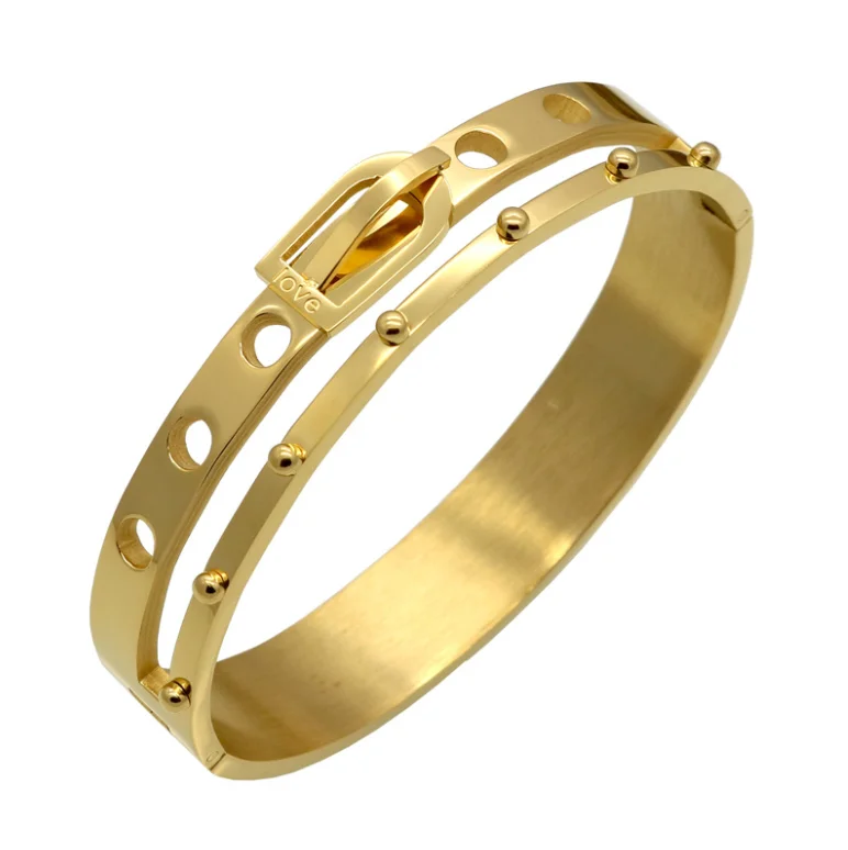 

Hot 3 color luxury stainless steel belt buckle titanium steel Bangle men's and women's personalized fashion jewelry gifts