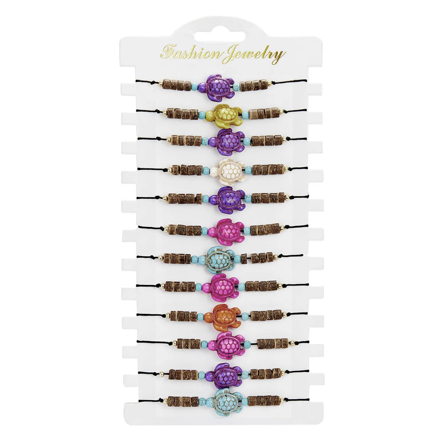 

Wholesale Turquoise Wood Bead Bracelets Sets with Sea Turtle Pendants Friendship Bracelets for Men and Women, 12 colors