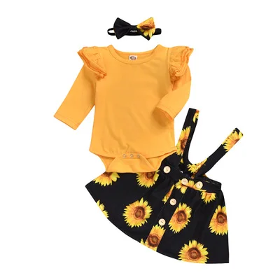 

New Children's Clothing Robe + Short Skirt Child Suit Sunflower Print Clothing Wholesale Designer Inspired Clothing, Photo color