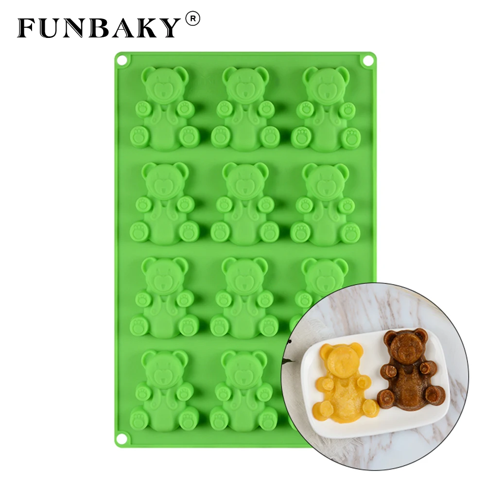 

FUNBAKY JSC2714 Bear gummy making silicone molds cookies biscuit baking tools chocolate candy silicone mold, Customized color