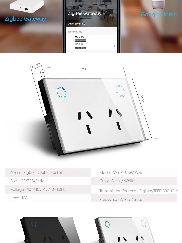 Zigbee Wall Socket Mobile Control Compatible Alexa and Google Home - ANKUX.COM