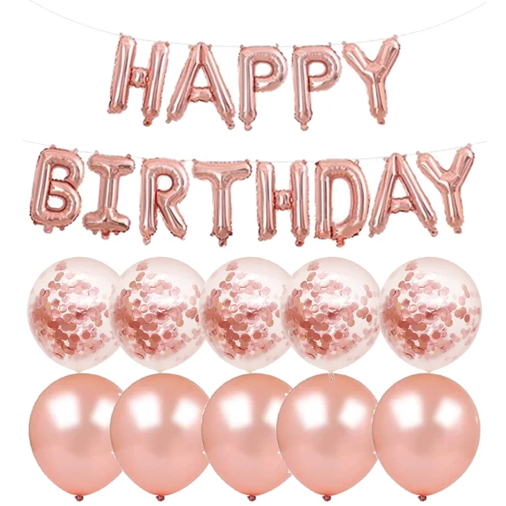 

Hot sale new happy birthday letter banner 12 inch balloon birthday party decoration rose gold balloon