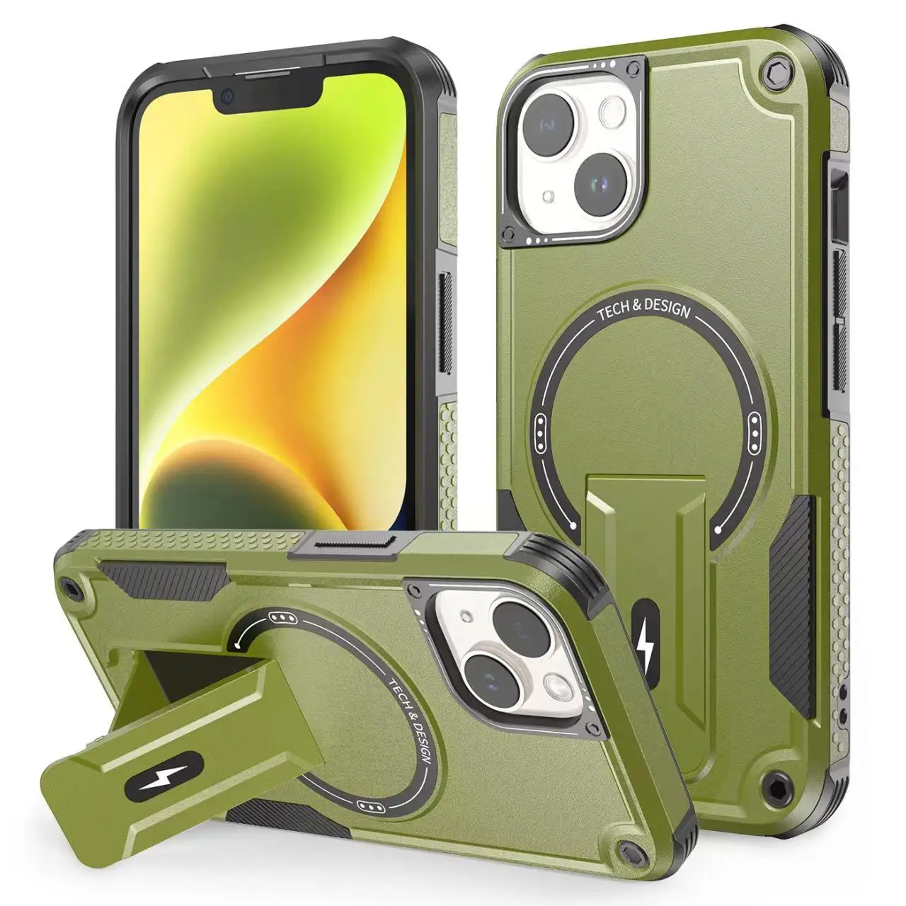 Magnetic Phone Case For Apple iPhone 15 14 13 12 Plus Pro Max Cover Mobile Phone Cases With Holder Support Charger magnetic