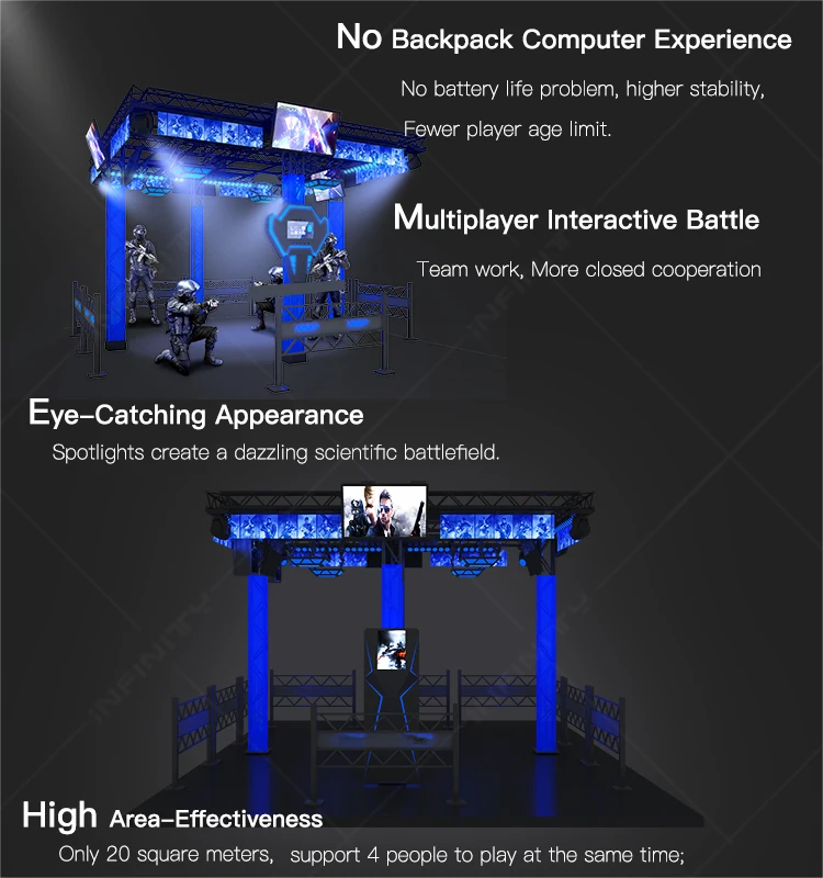 New high technology vr big space amusement park virtual reality shooting game interactive multiplayer vr simulator machine