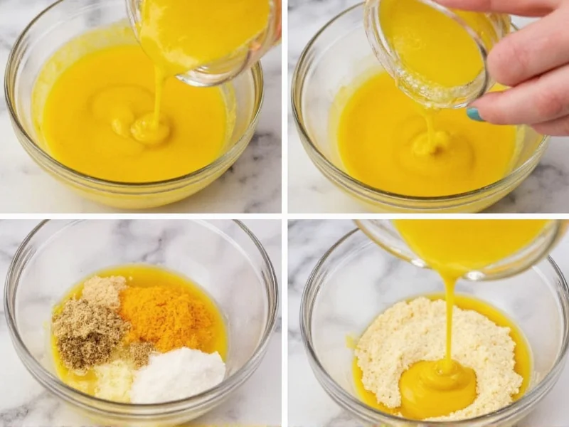 Step-by-step mixing honey mustard dressing ingredients