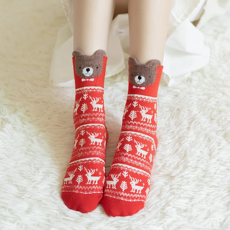 

Dropshipping amazon 2021 Christmas Funny Cute Animal Socks for Women Bulk Wholesale Custom Cotton Socks Women Calcetines